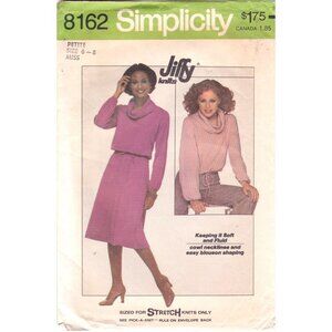 Vintage Sewing PATTERN Simplicity 8162, Jiffy Misses 1977 Knit Pullover Top